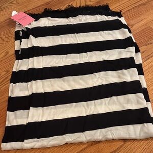 Kate Spade Black and White Striped Scarf